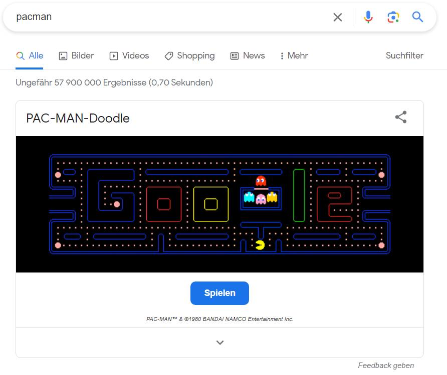 Pacman Game bei Google spielen