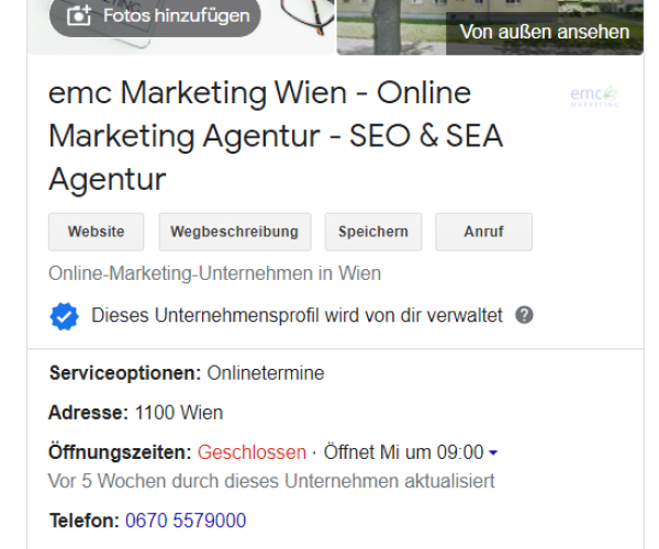 Google My Business Optimierung Wien